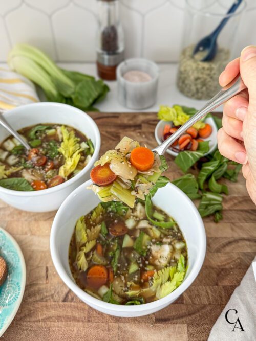 Simple Bone Broth Soup with Veggies
