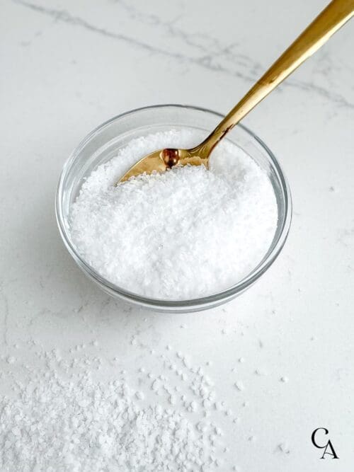 Kosher salt in a bowl.