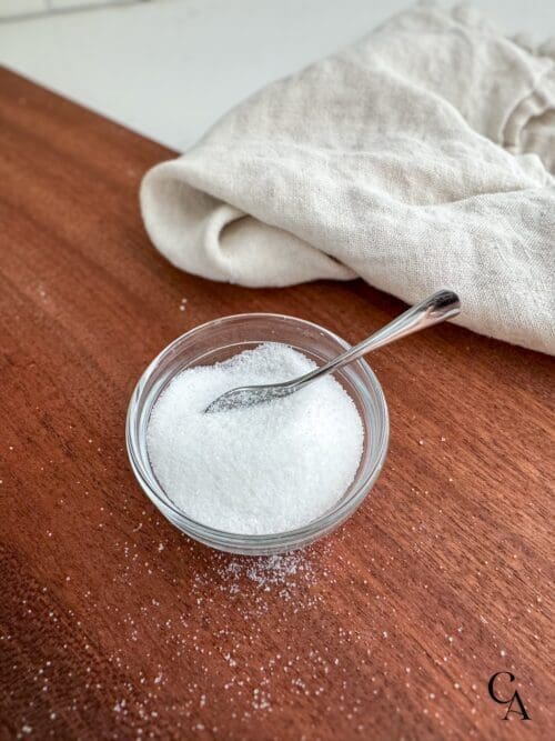 A bowl of table salt.