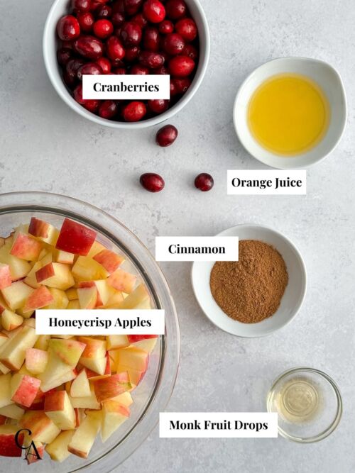 Bowls of ingredients on a table.